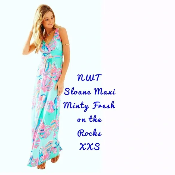 aqua and pink maxi dress Madra Maxi Dress
